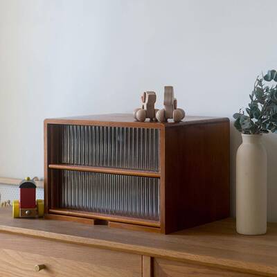 覆物古木制桌收纳柜迷你抽屉式面玻璃多层置FTB实木物柜A4纸杂收