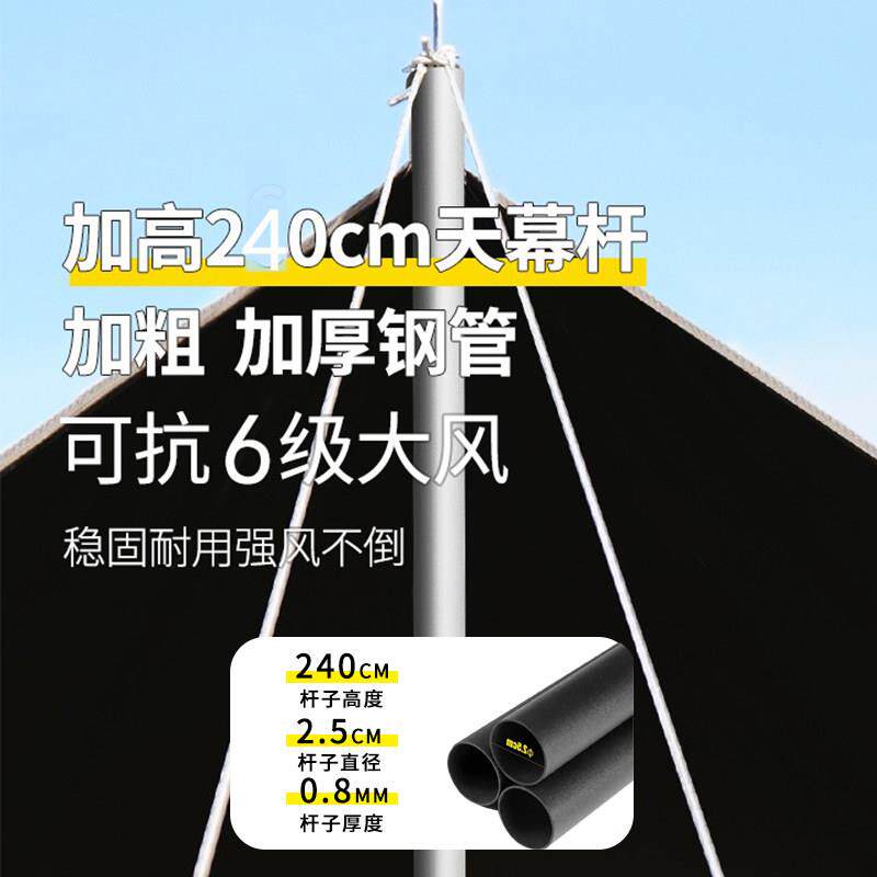 黑胶天篷户幕外露营帐装备野002营可叠携式折遮阳棚防风防晒八角 - 实物图
