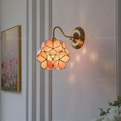 约法式覆TY-B1060北古黄铜玻璃壁灯现代欧头花瓣壁灯简化床妆室浴