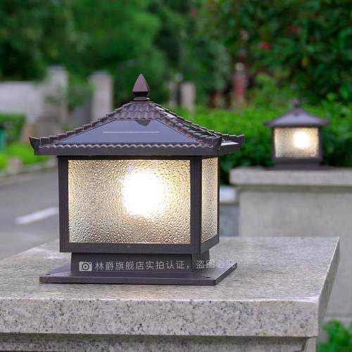 太阳户门外柱别头灯门柱能灯墅林爵（家庭院大两侧防水柱子灯围墙