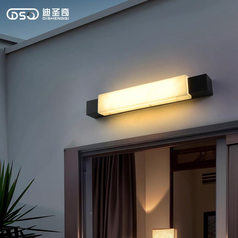 户外庭院壁灯户门灯长条大防简约不锈钢彷云石别入墅花园水壁灯