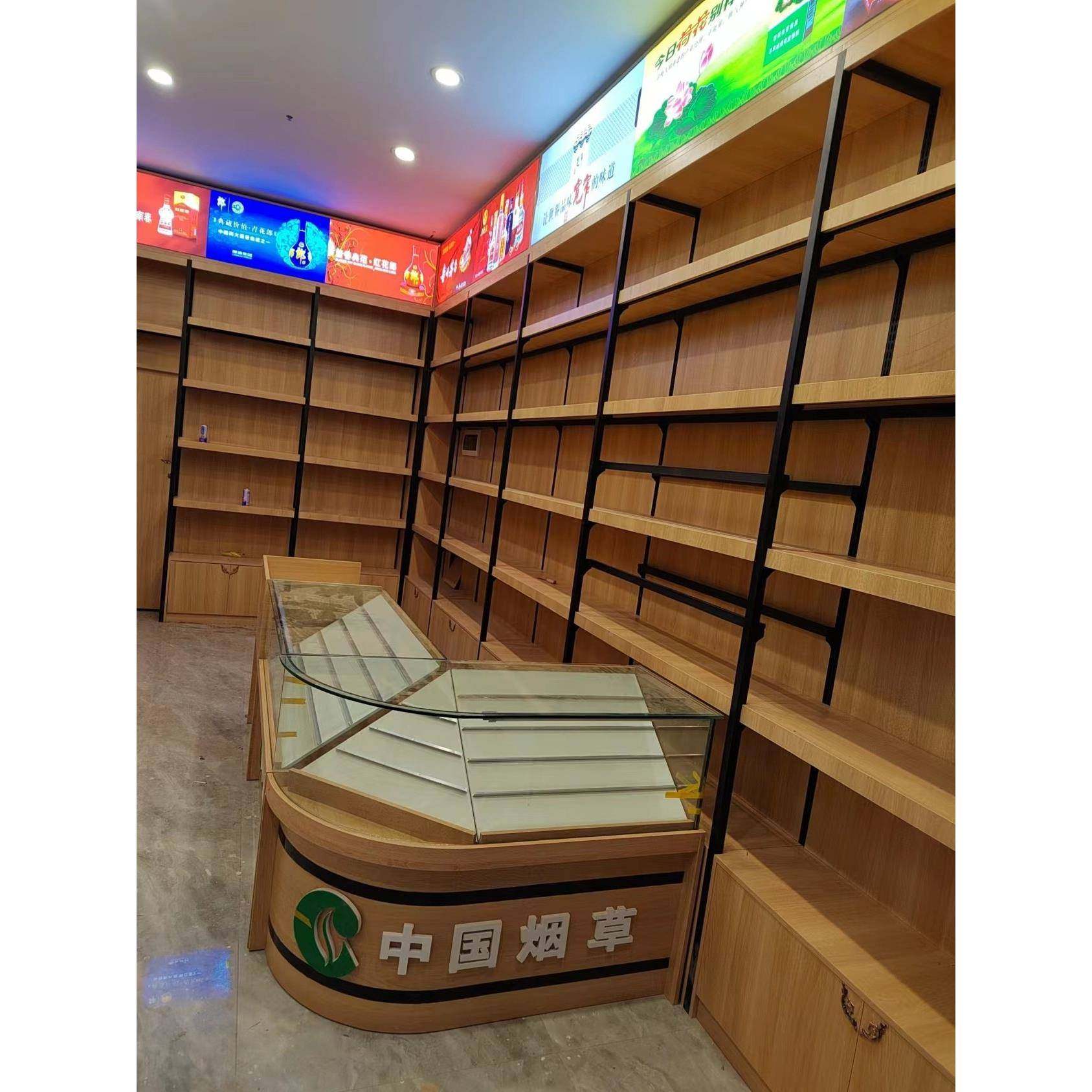 钢木烟酒展示柜妆超市便利货架母店婴店化品柜叶BKS店木质高柜茶