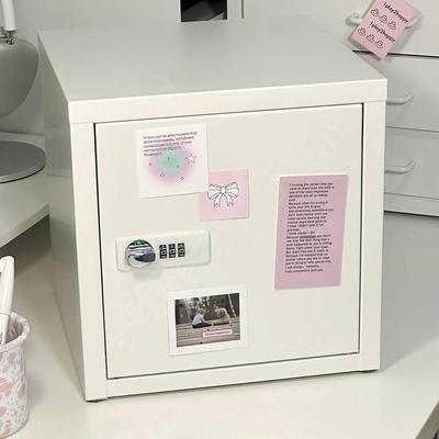 密码收纳箱小型铁储PPD物柜带锁室文件办公家用保险箱桌柜面收皮