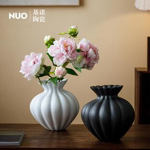 景德镇新中式陶瓷法花瓶艺术91398273餐桌培鲜水花花白色陶式罐器