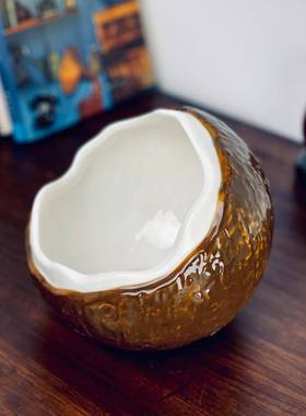 钥椰子壳收纳纳摆件乔迁户玄DVD关匙置物架桌面首饰化妆品陶瓷入