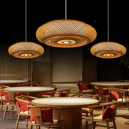 客竹编吊灯th3214日式禅意灯饭厅饭厅客灯栈具民宿厅艺术新中式竹