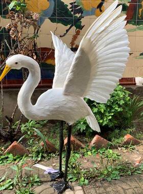 仿鸟本动物标白鹭黑真水鸡真生物摆件画眉UTW羽毛鸟类原创工艺品