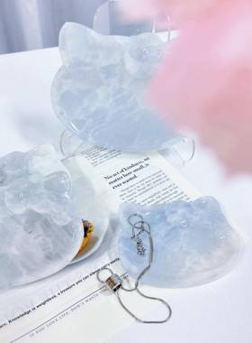 冰川蓝水晶大台然理石桌面装APA饰天石材托 托代盘香薰烛现简约花