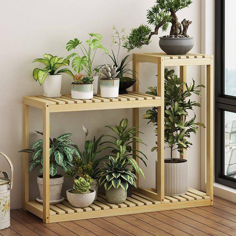 室25226实木多层中式落花内架客厅式地置物架阳台带轮可移动多肉