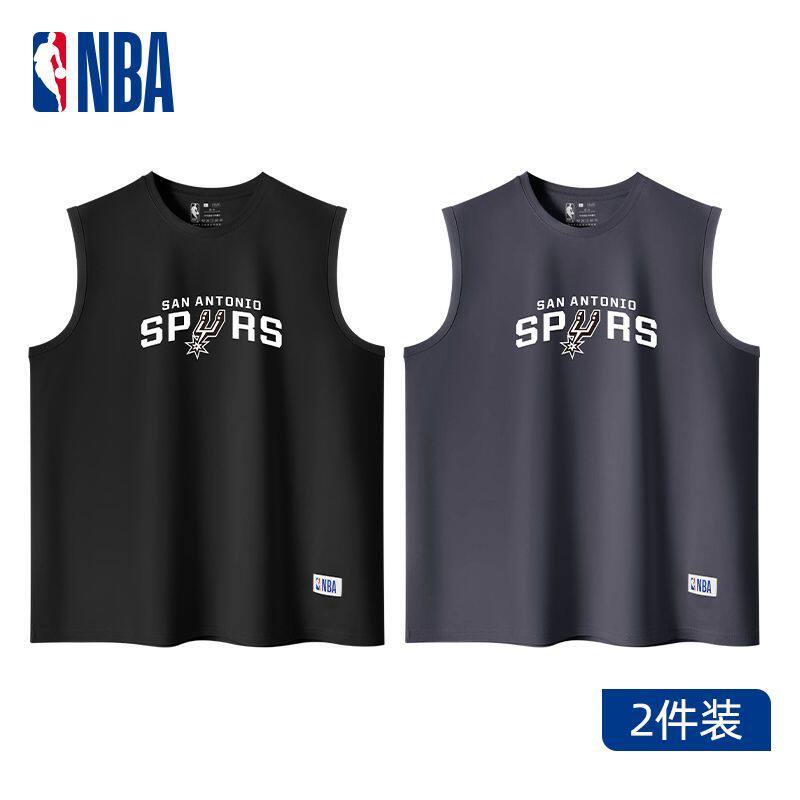 【2件装】NBA无袖背心男2026新94%棉吸汗透气宽松宽肩垂感坎肩