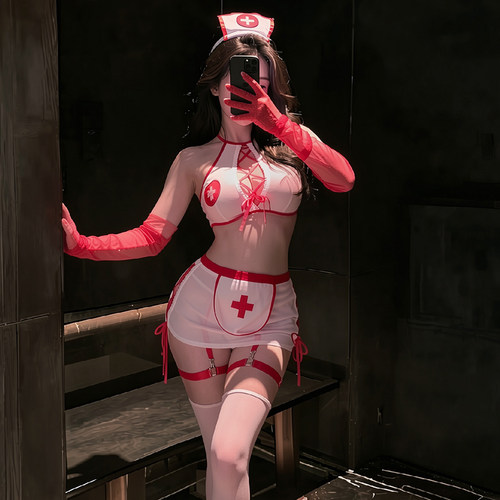 性感纯欲护士透视分体短裙COS