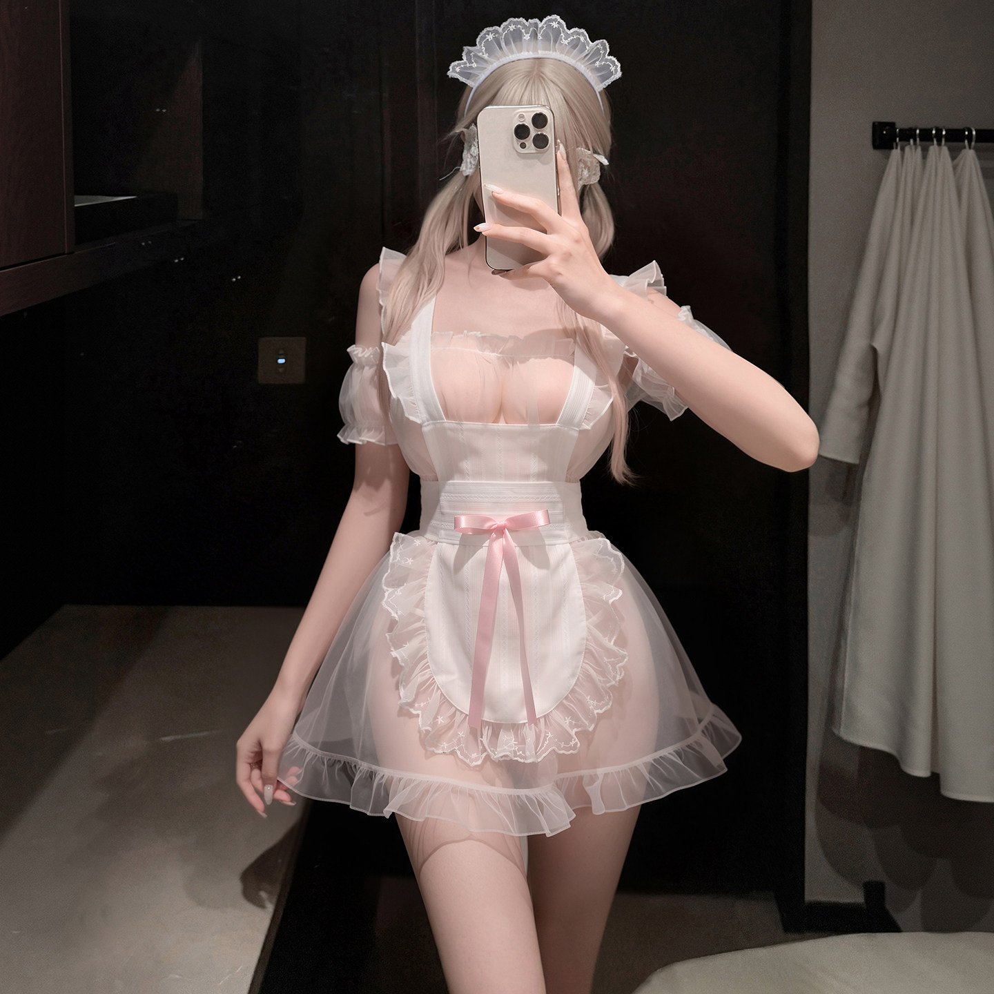 性感甜美可爱透视女仆连衣裙大码睡衣套装纯欲诱惑qqny角色扮演