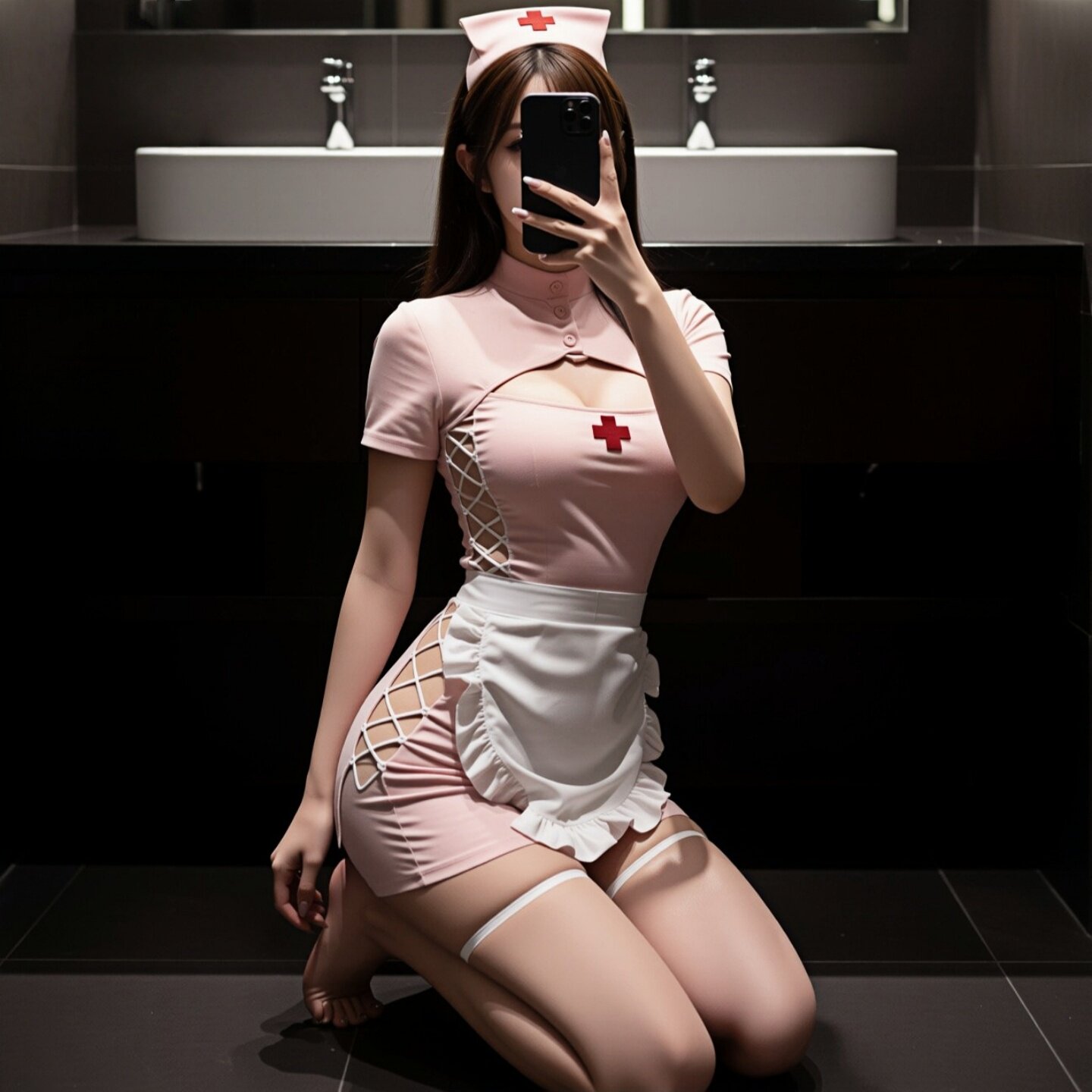 性感镂空立领女仆护士装纯欲制服qqny套装诱惑禁欲系角色扮演火辣