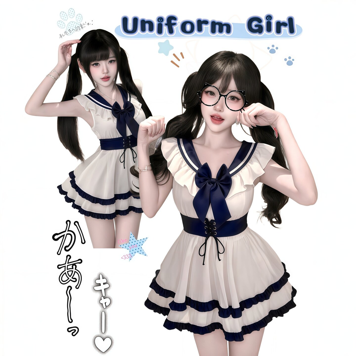 性感纯欲学院风制服可爱qqny夏日海军风大码睡衣诱惑调情qu内衣女