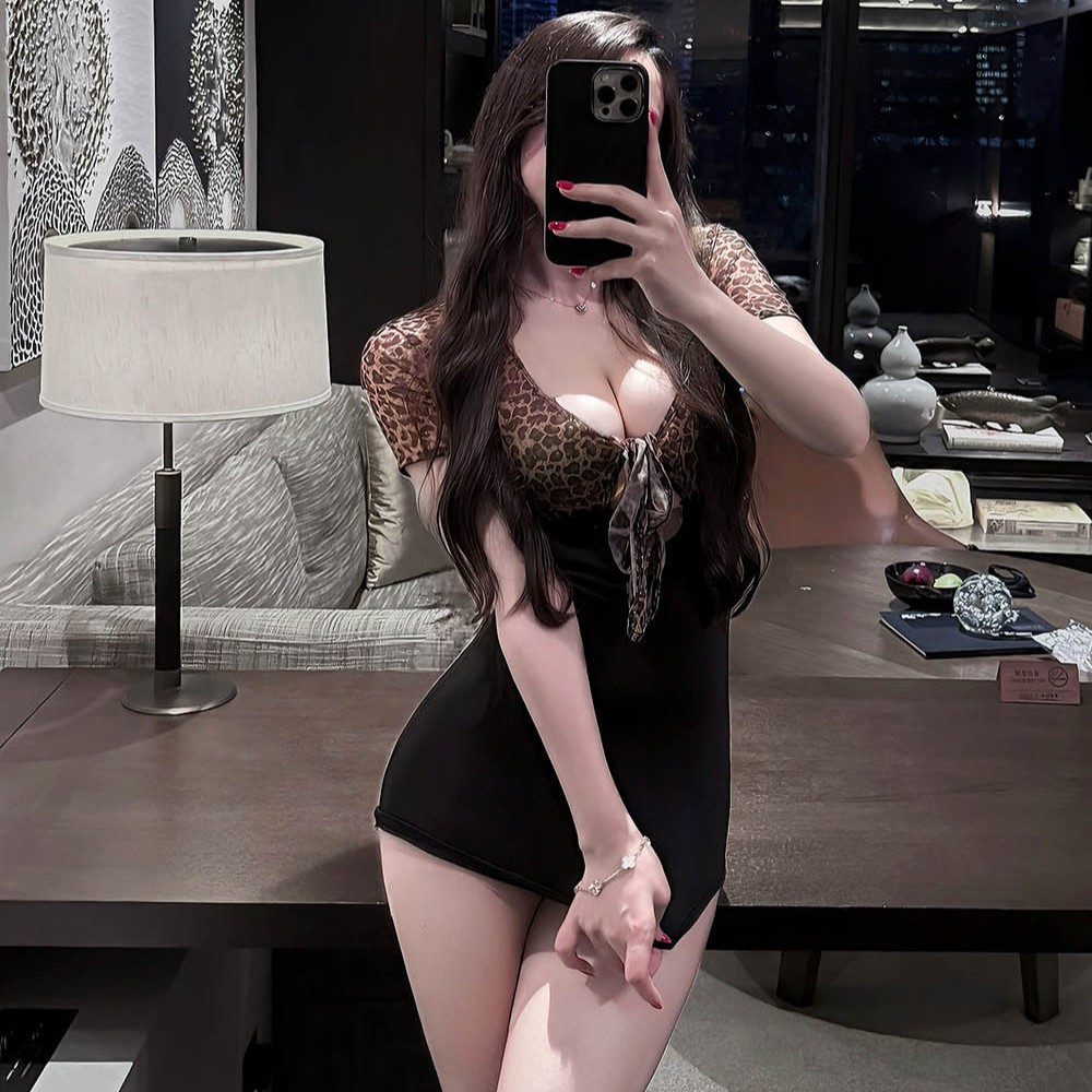 性感大码睡衣辣妹豹纹包臀裙夜店角色扮演秘书制服诱惑套装纯欲女