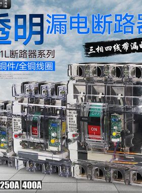人民透明塑壳漏电断路器CM1LE-100 100A 250A 400A4P工地专用漏保