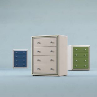 ONFO儿童斗柜实木卧室收纳柜抽屉储物柜家具四斗柜软包防磕碰