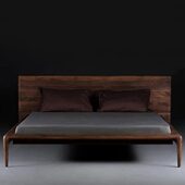 北美黑胡桃木实木双人床日式 简约樱桃木北欧轻奢1.8米1.5主卧矮床