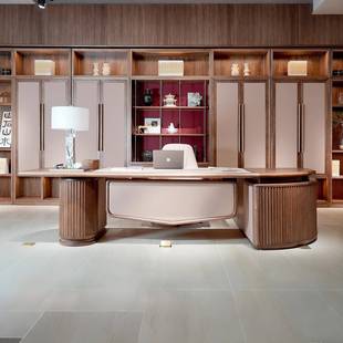 新中实木老板桌新款公高端大气尚大班台董事长总裁室办式桌定时制
