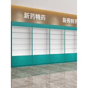 木质药西店药房诊所货架架兽药农资UYT店展示柜柜中岛玻璃柜台货