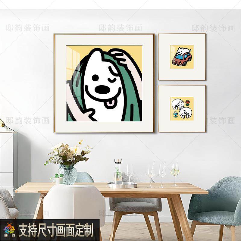 中古风民宿酒352店饭厅装饰画样墙间客板组合晶瓷画软装面挂画厅