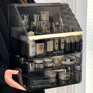 化妆品纳盒桌面压克力抽屉盒口红化妆刷物架子亚加丽加收化妆台置