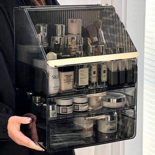 化妆品纳盒桌面压克力抽屉盒口红化妆刷物架子亚加丽加收化妆台置