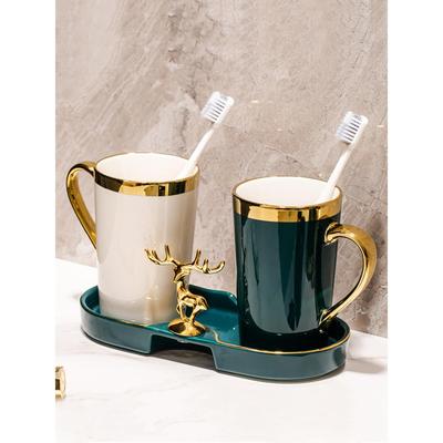 情侣奢漱口杯置物架杯陶瓷洗漱轻子牙具杯刷牙牙杯一对牙刷杯套装