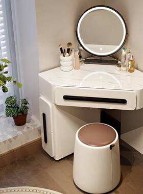 小户型拐角梳妆台卧室家用一墙角三角化头妆桌带妆60037化镜转角