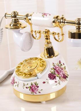 TQ陶J瓷田座园彷古电话机家IDS-8970式用欧式覆古固定电话客厅老