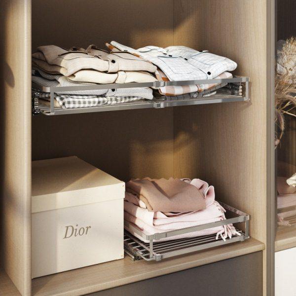 不锈钢伸缩衣柜拉篮衣橱改造侧装自制抽拉滑轨收纳篮抽屉式置物架,基础建材,衣柜拉篮,淘宝优惠券,粉丝福利购,淘宝优惠卷