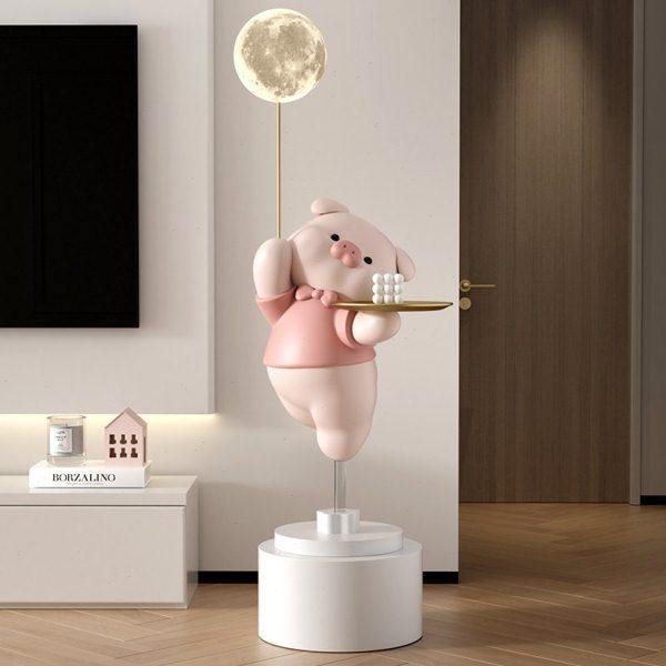 卡通小猪大型客厅落地灯摆件电视柜沙发旁边几家居托盘装饰品乔迁,家居饰品,落地摆件,淘宝优惠券,粉丝福利购,淘宝优惠卷