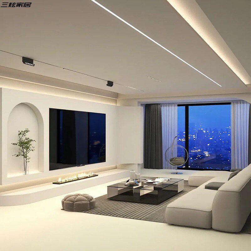 定制75 85 100寸304不锈钢电视机壁龛嵌入式客厅房间展示柜置物架