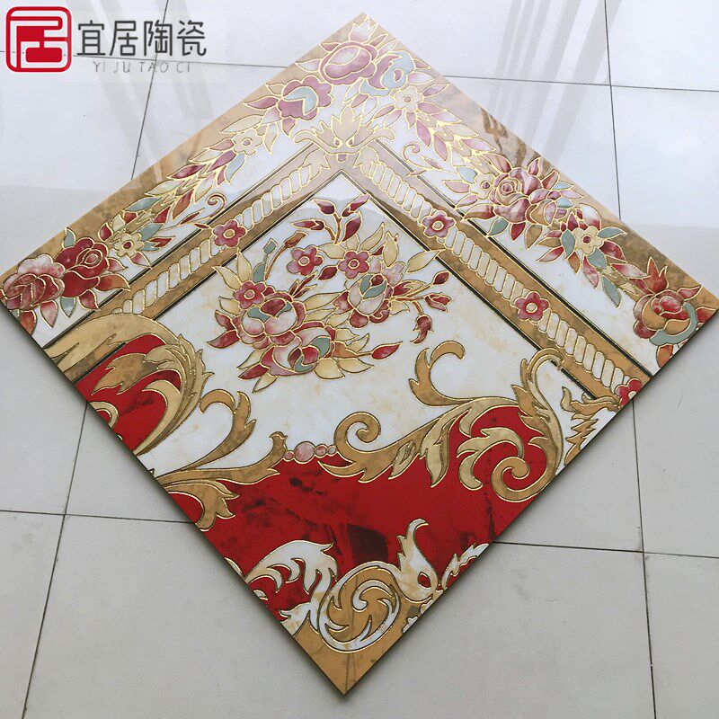 拼花地砖800x800 微晶石抛晶砖客厅餐厅造型拼图入户玄关拼花瓷砖