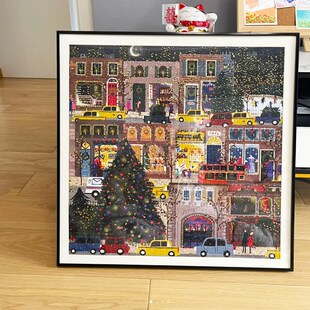 冬灯圣诞拼图相框1000片70*50*75框架裱框铝合金实木框定制画框