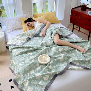 夏季盖毯夏被全i棉三层纱多功能毛巾被单双人可水洗纯棉毯空调被