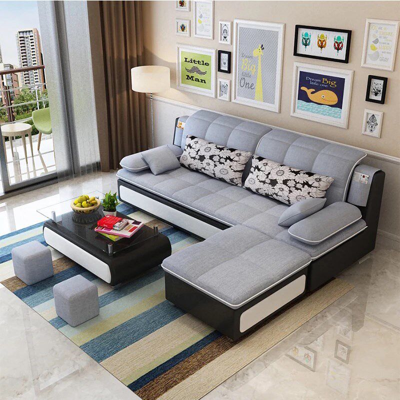 布艺沙发组合现代简约客厅v大小户型贵妃转角皮布沙发整装家具