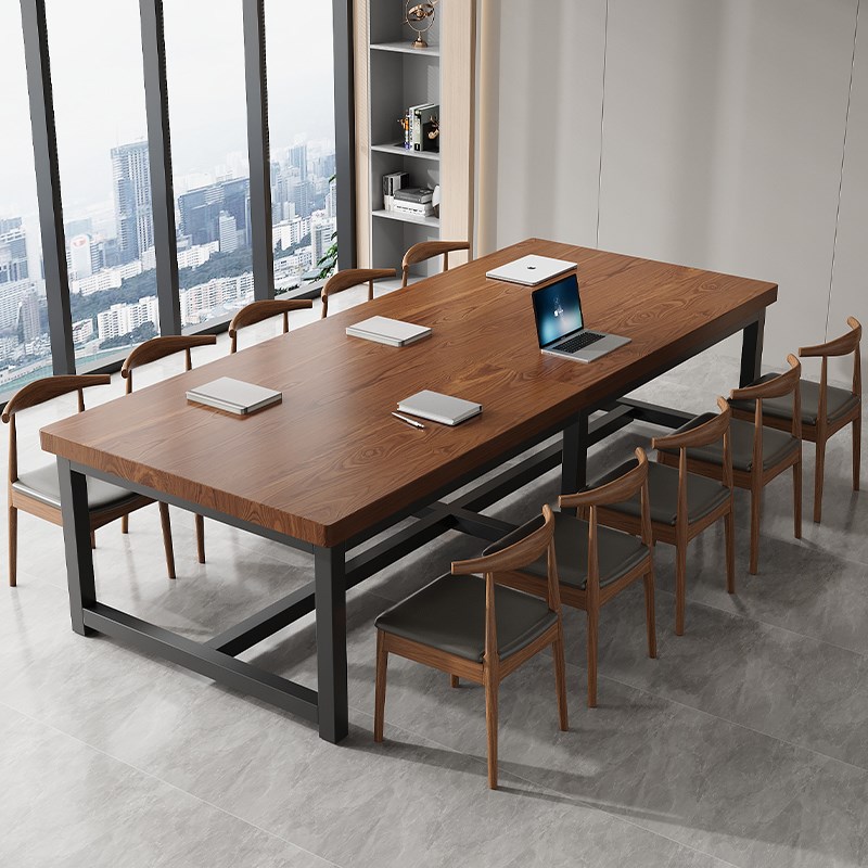 实木会议桌长条桌长方形洽谈桌简约书桌现代咖啡餐桌大板桌办公桌