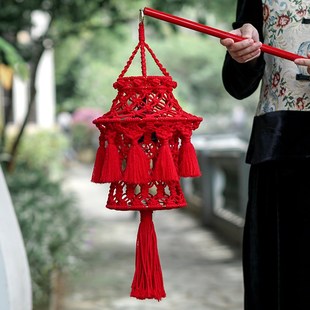 闲惠居家 新年装饰小灯笼diy手工编织制作材料包儿童手提蛇年挂饰