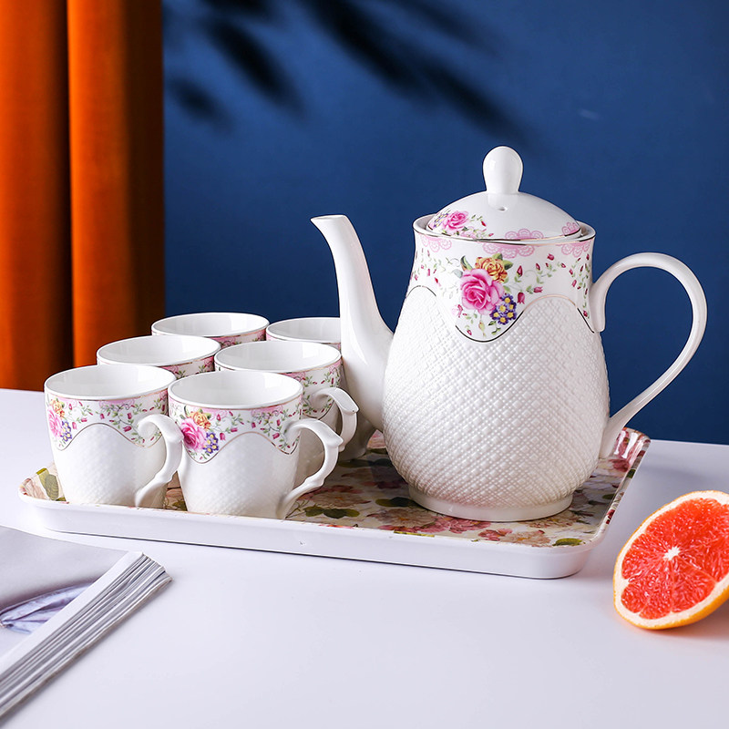 陶瓷茶具套装家用大容量大号茶壶耐高温客厅杯子托盘冷水壶