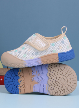 夏季款男女儿童幼儿园室内鞋网面透气单鞋宝宝防滑软底入园换脚鞋