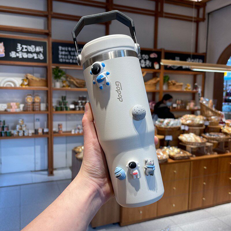 潮流大容量不g锈钢带吸管咖啡保温保冷杯子男女士学生便携车载水