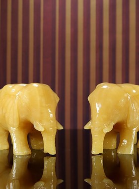 天然黄玉吸水大象办公室客厅玄关装饰工艺品乔迁送礼招财摆件开业