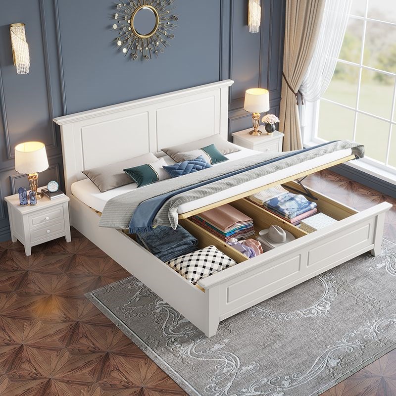 白色实木床美式1.5米现代简约1米8床双人床1米5卧室床2米主卧大床