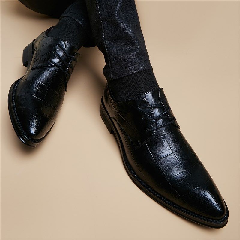 冬季尖头正装黑色皮鞋男士韩版透气青年潮流格纹英伦内增高男鞋子,流行男鞋,单鞋,淘宝优惠券,粉丝福利购,淘宝优惠卷
