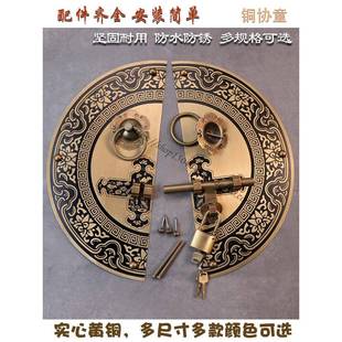 中古董纯铜动物头手柄OHL门锁老式表面安门覆古实木装动物头环闩