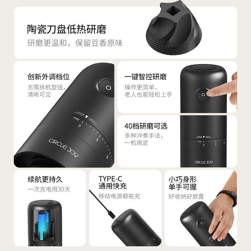 圆动乐手磨豆CJ-DMDJ0啡机咖啡豆研磨机咖啡磨豆机磨咖机家用电磨