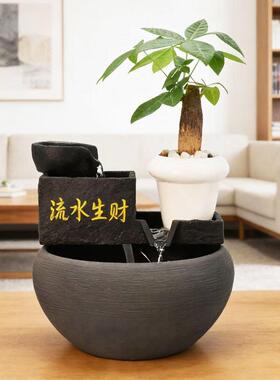 流厅面水摆件循环水WIH喷招财客玄关风水泉桌鱼缸轻奢高端风生水