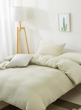 竺棉四件套亲YGN针织棉肤柔A类裸睡日式软床品天宿舍条纹新疆棉被