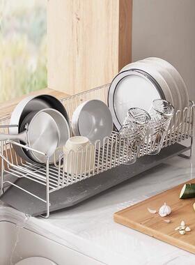 厨房不304锈ZUU钢碗架沥水架台面晾碗架水池碟层窄边碗筷碗盘收纳